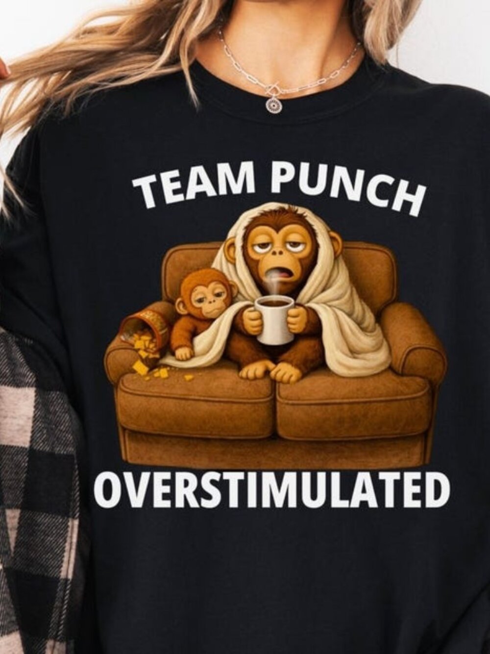 Team Punch Overstimulated Monkey T-shirt, Funny Meme Tee